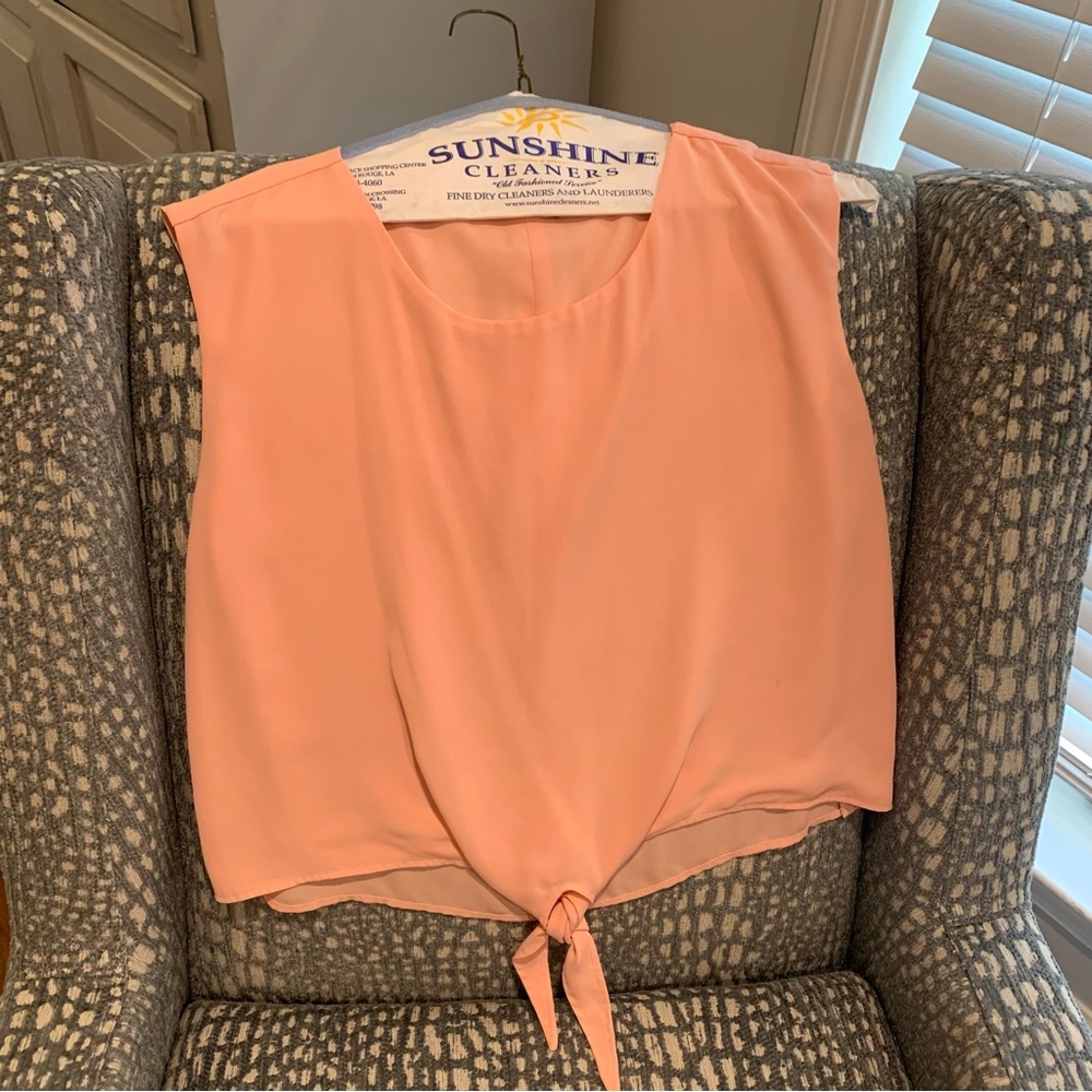 Pink tie front top